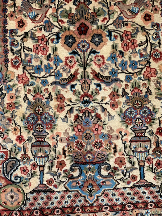 Hand-Knotted Pakistan Kashmiri Silk Wool Blend Rug, size 3" x 4' 10" (E)