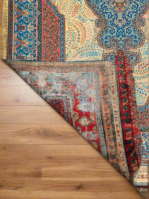 Exquisite 100% Silk Persian Design Rug – Elegant and Luxurious, size 3" x 5" (H)