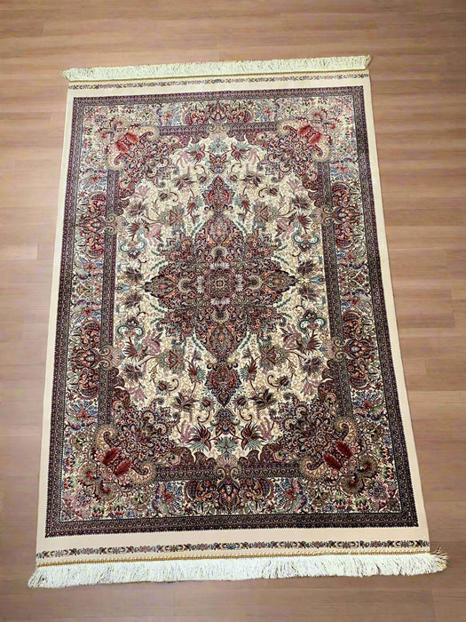 Exquisite 100% Silk Persian Design Rug – Elegant and Luxurious, size 3" x 5" (H)