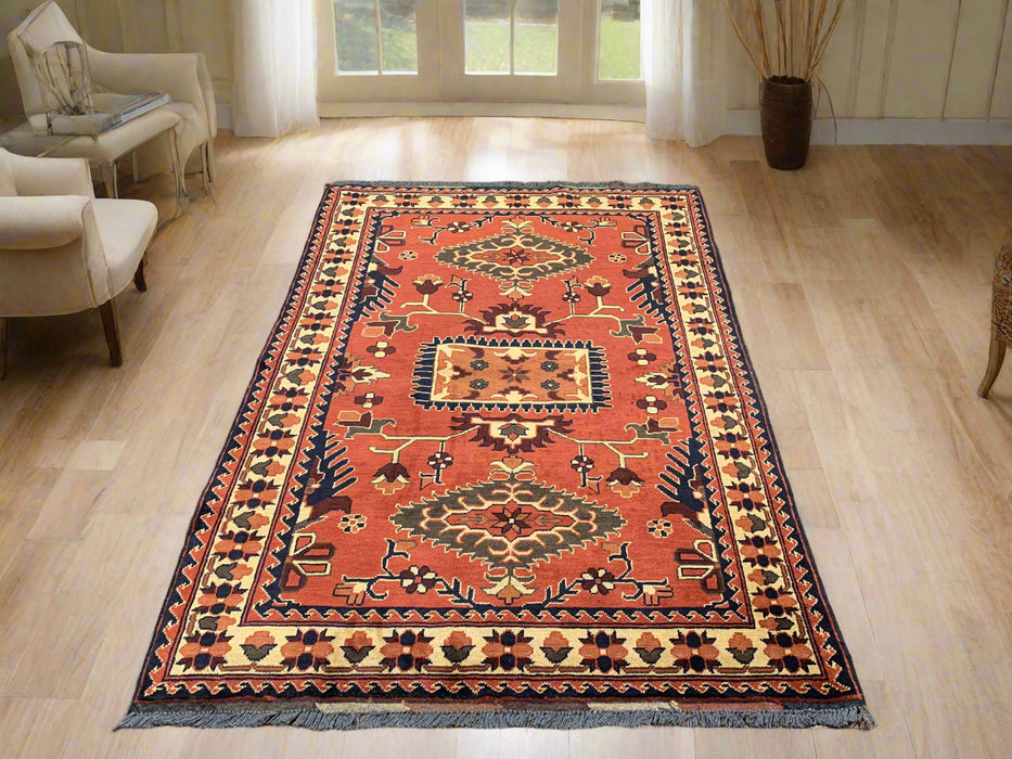 Terkaman Tribal Afghan Oriental Rug, size 4" x 5' 8"