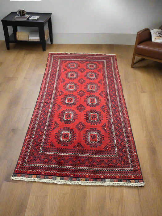 Terkaman Tribal Afghan Oriental Rug, size 3' 3" x  6' 4" (C)