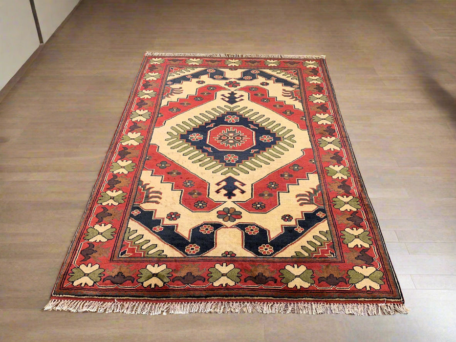 Terkaman Tribal Afghan Oriental Rug, size 4' x 5' 9"