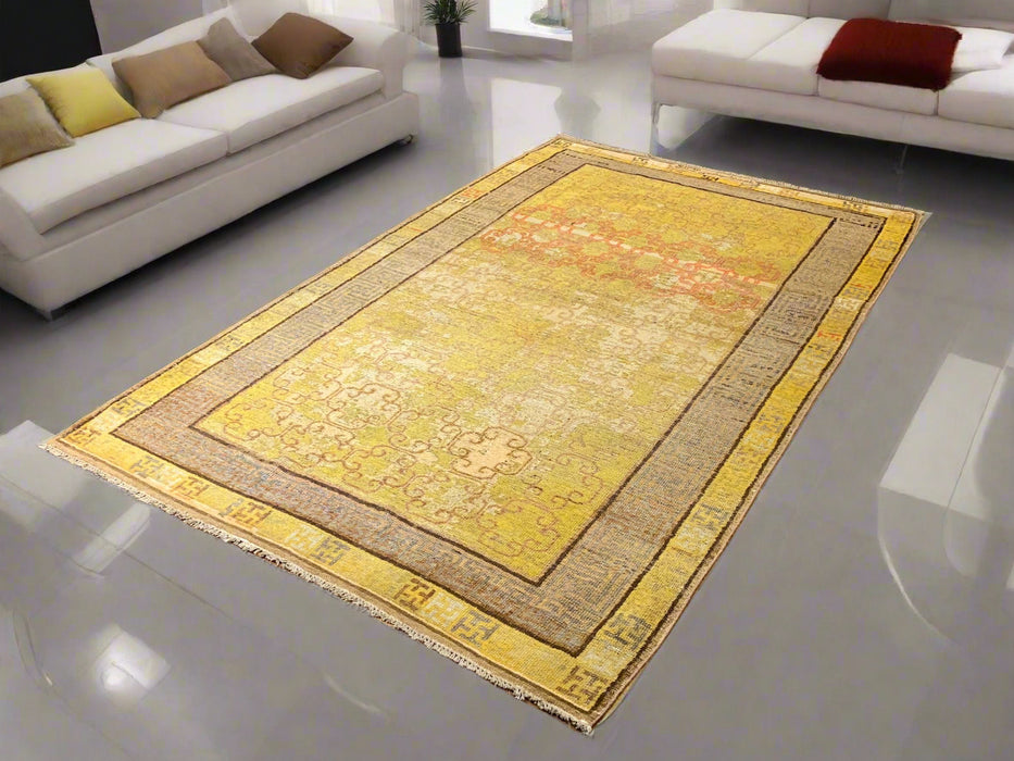 Antique Khotan Samarkand Rug, circa 1910's, size 4' 8" x 7' 8"