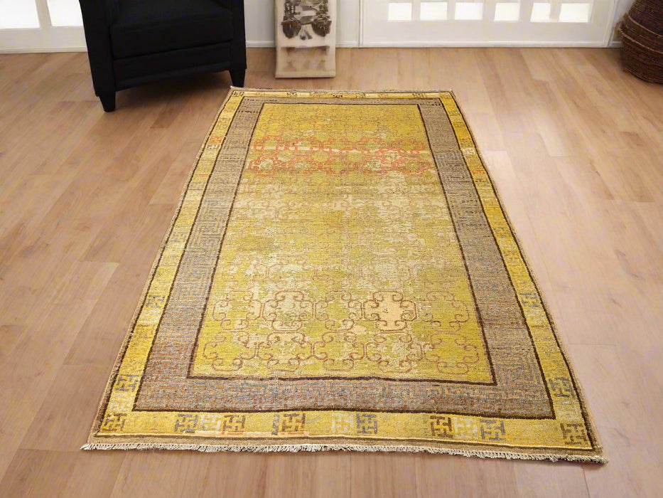 Antique Khotan Samarkand Rug, circa 1910's, size 4' 8" x 7' 8"