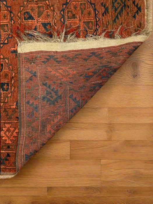 Terkaman Tribal Afghan Oriental Rug, size 4' 10" x 7" (C) Fielpa vintage