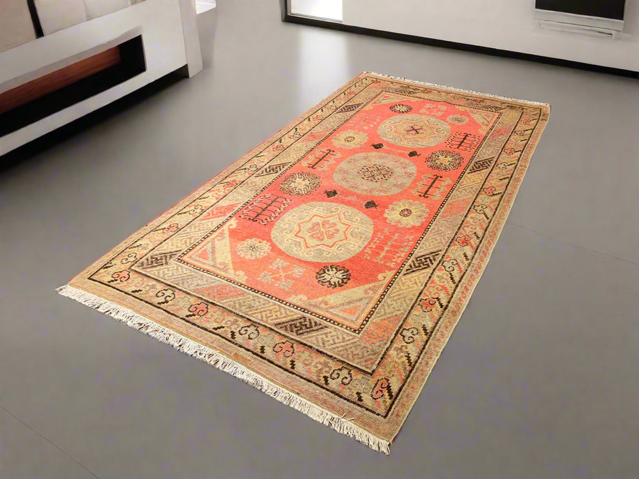 Antique Khotan Samarkand Rug, circa 1910's, size 4' 6" x 8' 8"