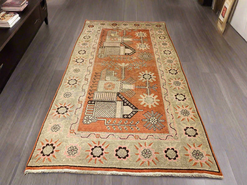 Antique Khotan Samarkand Rug, circa 1910's, size 4' 5" x 8' 5"