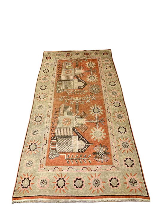 Antique Khotan Samarkand Rug, circa 1910's, size 4' 5" x 8' 5"