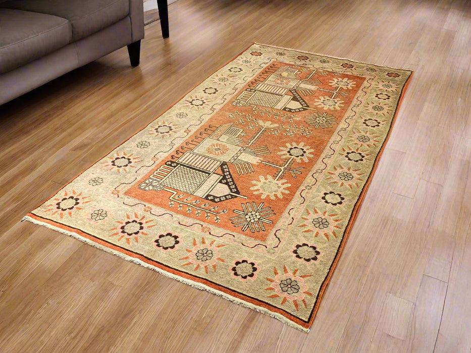 Antique Khotan Samarkand Rug, circa 1910's, size 4' 5" x 8' 5"