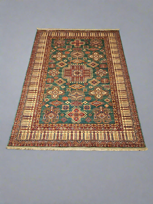 Hand-Knotted Vegetable Dye Kazak Rug from Pakistan, size  5' 9" x 8' 3" (G)