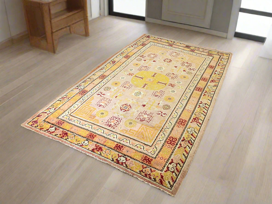 Antique Khotan Samarkand Rug, circa 1910's, size 4' 9" x 8' 9"