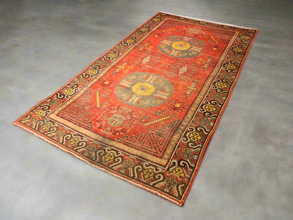 Antique Khotan Samarkand Rug, circa 1910's, size 4' 9" x 9"