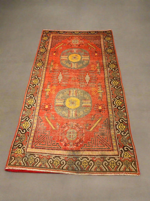 Antique Khotan Samarkand Rug, circa 1910's, size 4' 9" x 9"