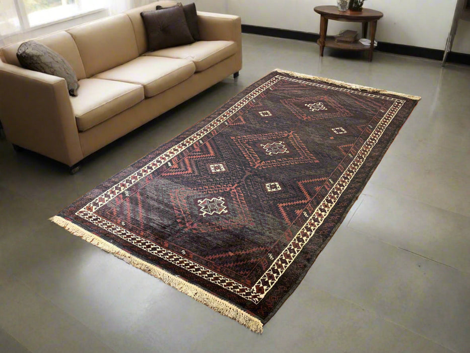 Terkaman Tribal Baluch Oriental Rug; 4' 1" x 7' 10"  (A)