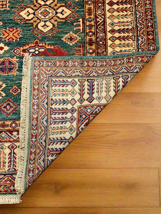 Hand-Knotted Vegetable Dye Kazak Rug from Pakistan, size  5' 9" x 8' 3" (G)