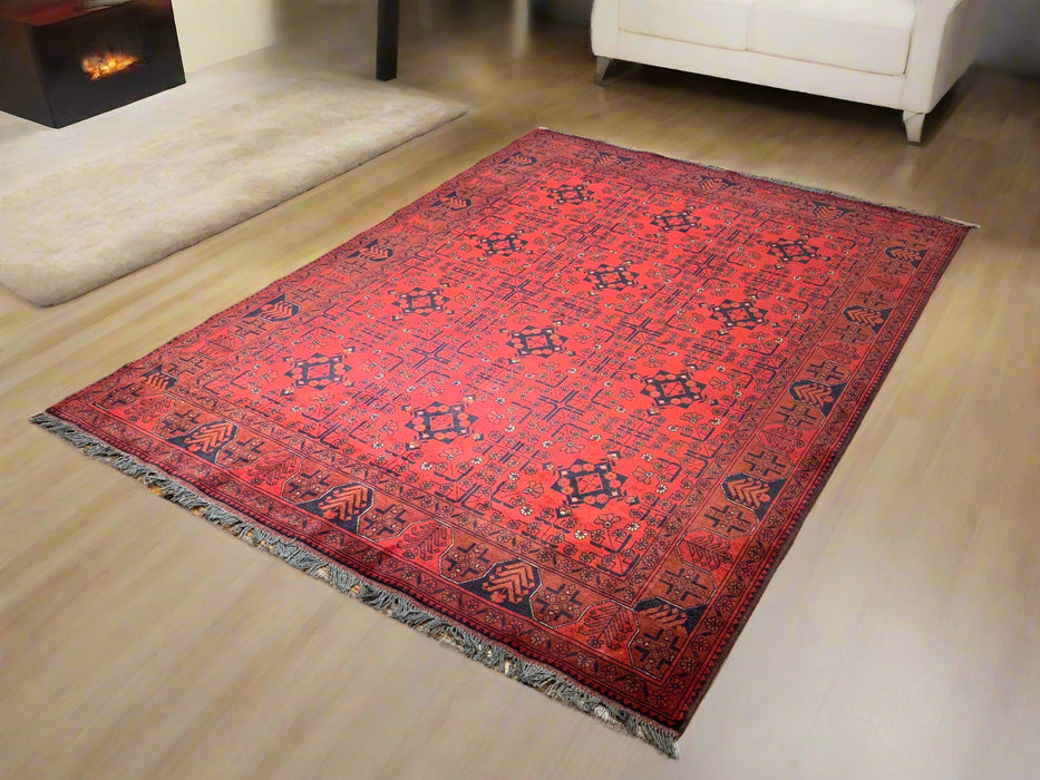 Terkaman Tribal Afghan Oriental Rug, size 5' 5" x 7' 8"
