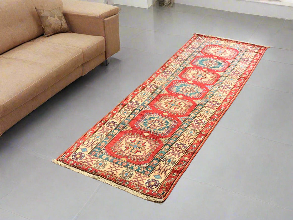 Hand-Knotted Vegetable Dye Kazak Rug from Pakistan, size 4' 2" x 6' 8"