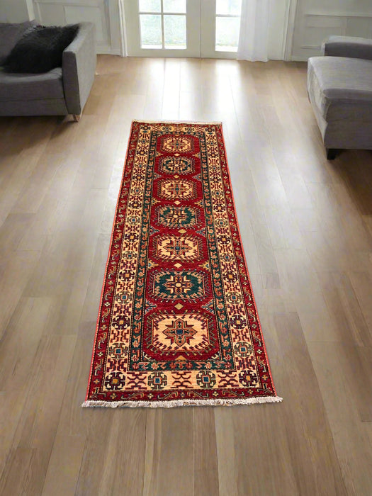 Hand-Knotted Vegetable Dye Kazak Rug from Pakistan, size 4' 2" x 6' 8"