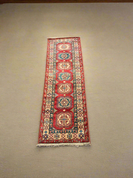 Hand-Knotted Vegetable Dye Kazak Rug from Pakistan, size 4' 2" x 6' 8"