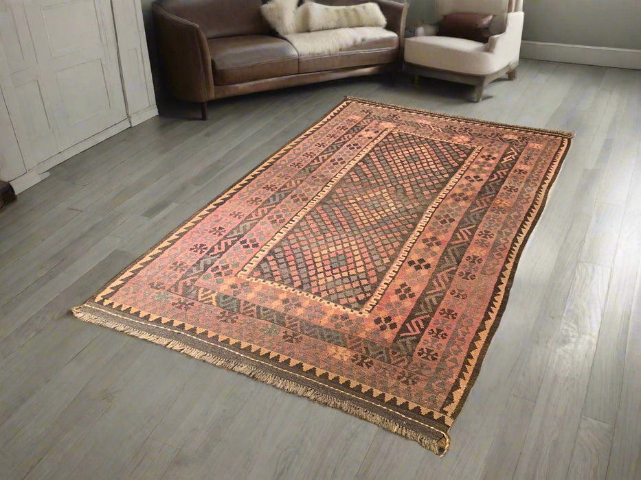 Afghan Kilim Handwoven flatweave Rug – size 4' 8" x 8' 4"