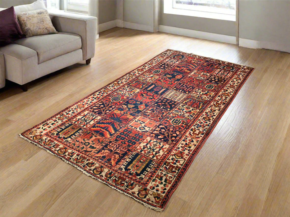 Timeless Beauty, Woven by Hand. Antique Persian Bakhtiar Rug, size 5' 3" x 10' 4"