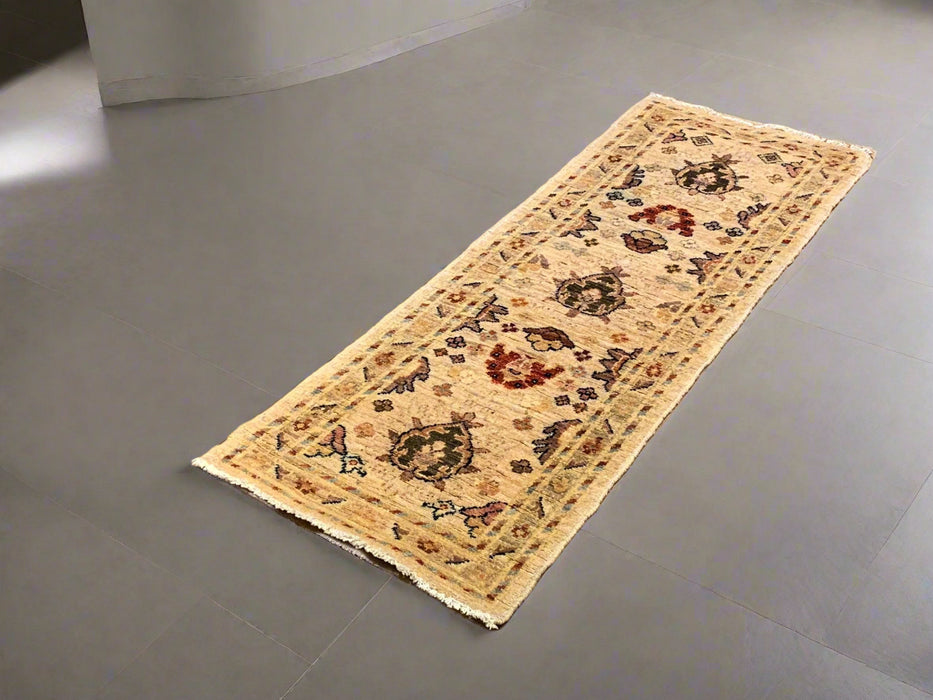 Hand-Knotted Sultanabad Vegetable-Dyed Wool Rug, 1' 9" x 4' 10"