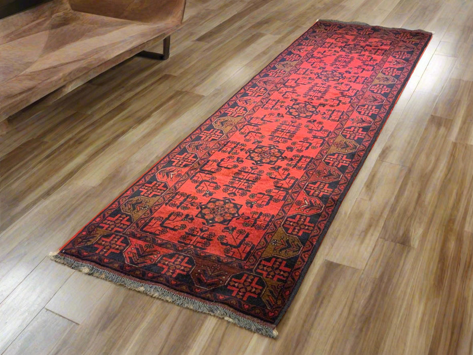 Terkaman Tribal Afghan Oriental Rug, size 2' 9"x 9' 7"  (C)