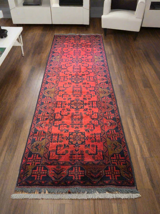 Terkaman Tribal Afghan Oriental Rug, size 2' 9"x 9' 7"  (C)
