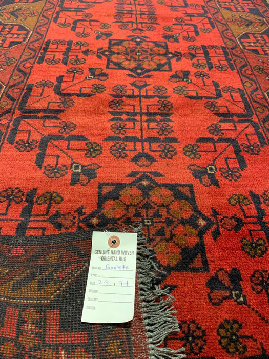 Terkaman Tribal Afghan Oriental Rug, size 2' 9"x 9' 7"  (C)