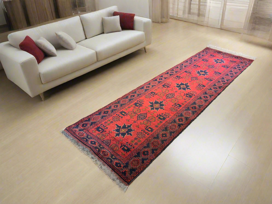 Terkaman Tribal Afghan Oriental Rug, size 2' 8" x 9' 3"  (C)