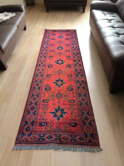 Terkaman Tribal Afghan Oriental Rug, size 2' 8" x 9' 3"  (C)