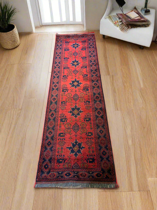 Terkaman Tribal Afghan Oriental Rug, size 2' 8" x 9' 3"  (C)