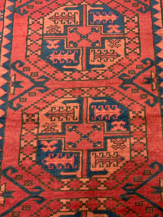 Terkaman Tribal Afghan Oriental Rug, size 2' 9" x 9" (C) FILPA