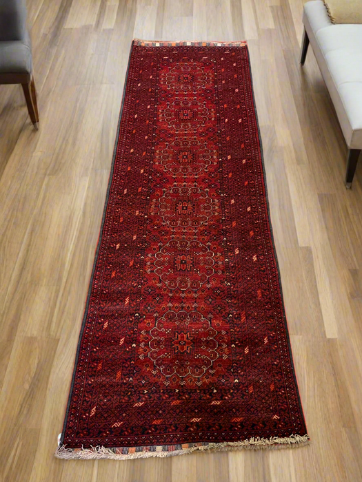 Terkaman Tribal Afghan Oriental Rug, size 3" x 9' 4"  (C)