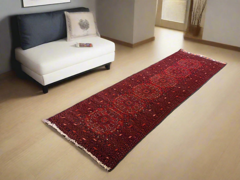 Terkaman Tribal Afghan Oriental Rug, size 3" x 9' 4"  (C)