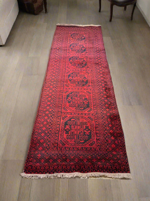 Terkaman Tribal Afghan Oriental Rug, size 2' 9" x 9' 7"  (C) FILPA