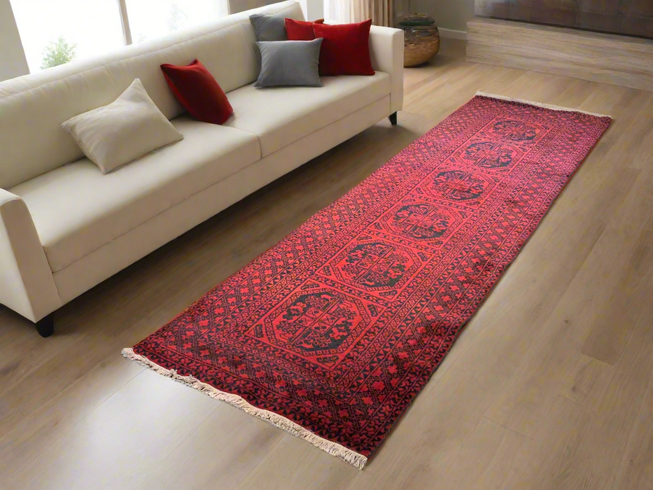 Terkaman Tribal Afghan Oriental Rug, size 2' 9" x 9' 7"  (C) FILPA