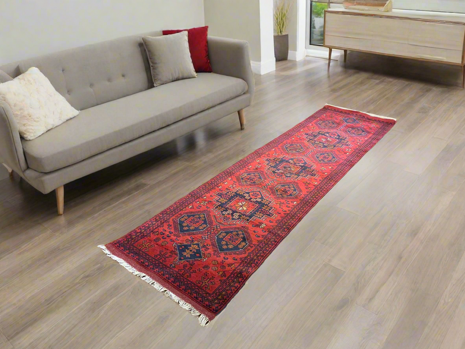 Terkaman Tribal Afghan Oriental Rug, size 2' 6" x 9' 7"  (C)