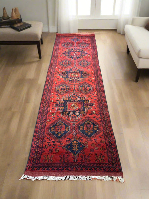 Terkaman Tribal Afghan Oriental Rug, size 2' 6" x 9' 7"  (C)