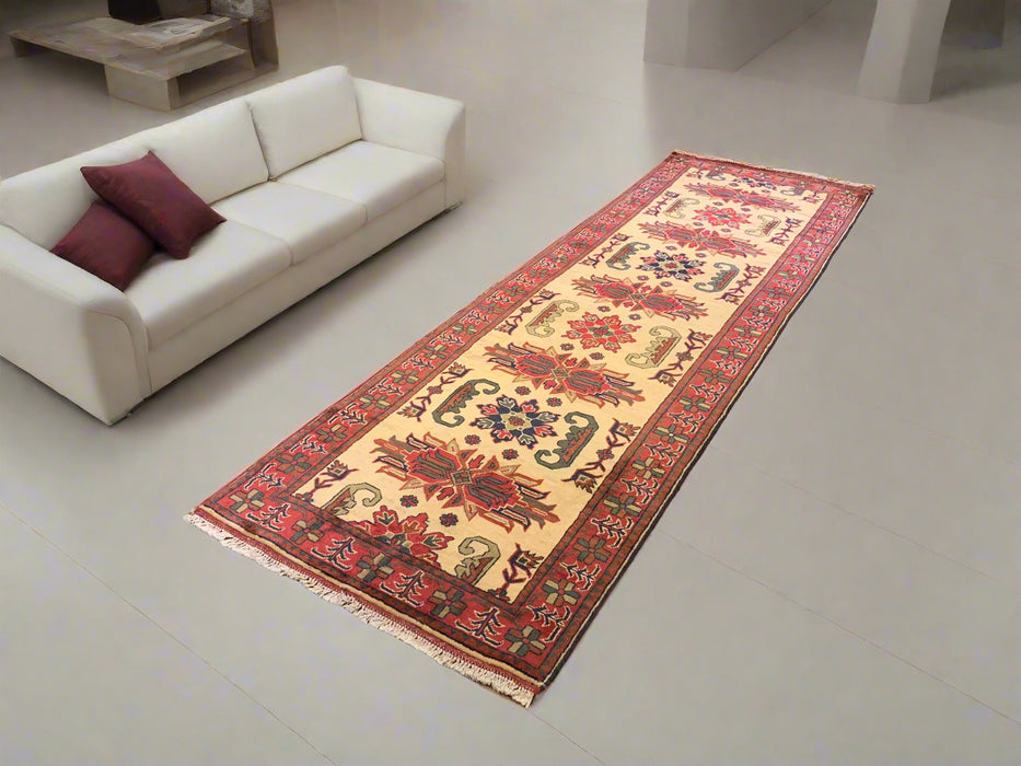 Terkaman Tribal Afghan Oriental Rug, size 3" x 9' 7"  (Q)