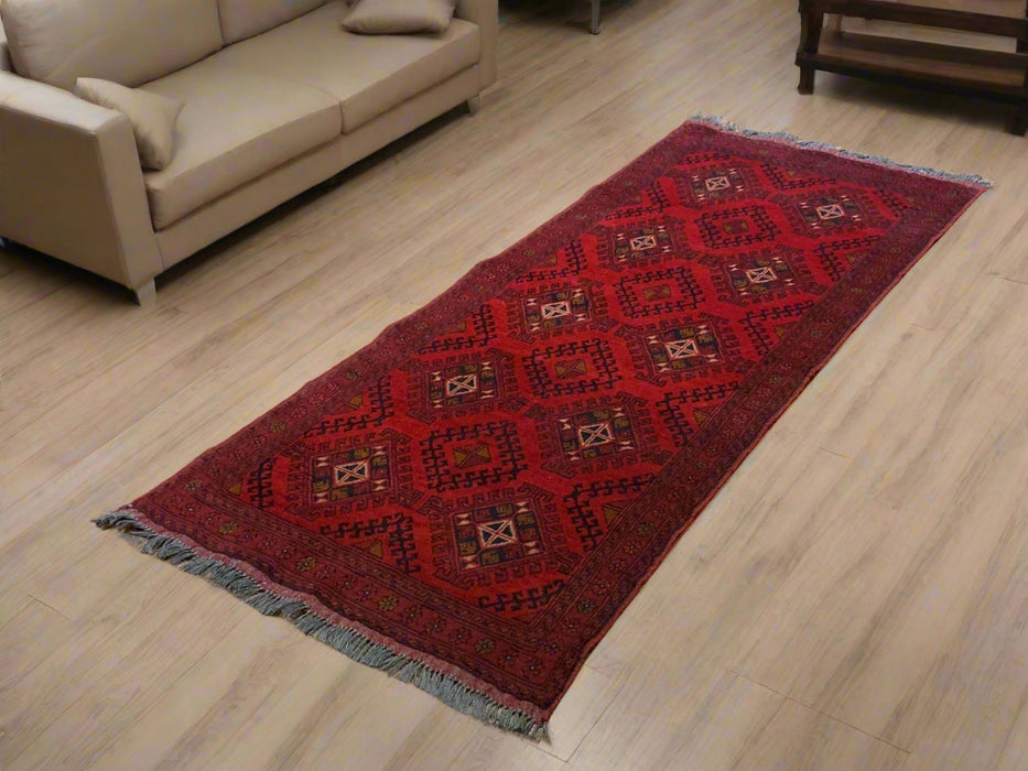 Terkaman Tribal Afghan Oriental Rug, size 2' 7" x 6' 6"  (C)