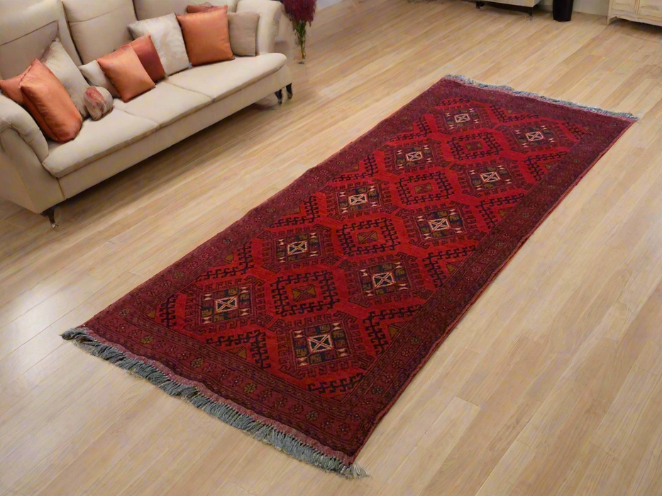 Terkaman Tribal Afghan Oriental Rug, size 2' 7" x 6' 6"  (C)