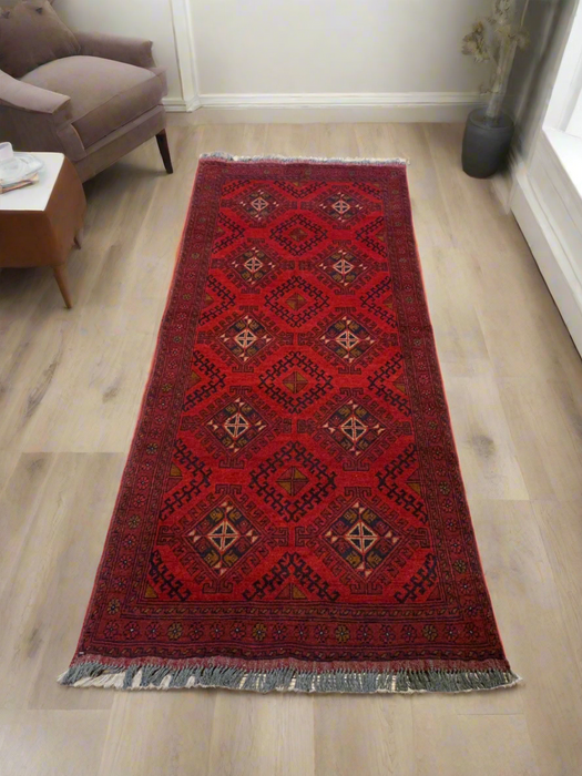 Terkaman Tribal Afghan Oriental Rug, size 2' 7" x 6' 6"  (C)