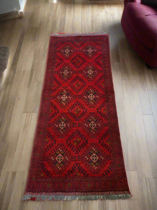 Terkaman Tribal Afghan Oriental Rug, size 2' 7" x 6' 6"  (C)