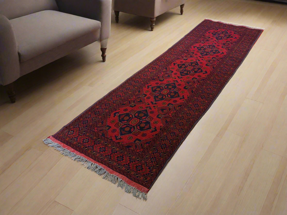 Terkaman Tribal Afghan Oriental Rug, size 2' 9" x 9' 7"  (C)