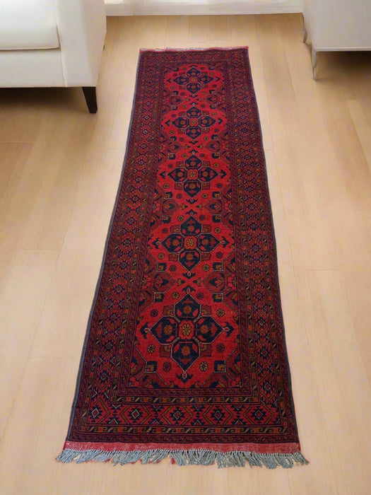 Terkaman Tribal Afghan Oriental Rug, size 2' 9" x 9' 7"  (C)