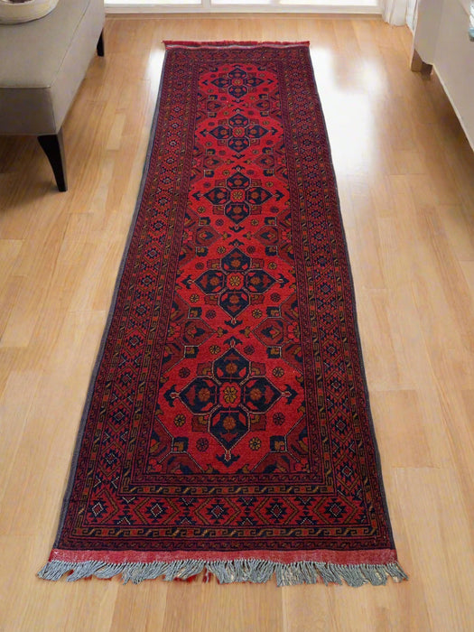 Terkaman Tribal Afghan Oriental Rug, size 2' 9" x 9' 7"  (C)