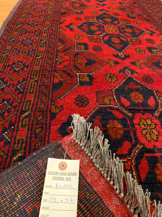 Terkaman Tribal Afghan Oriental Rug, size 2' 9" x 9' 7"  (C)