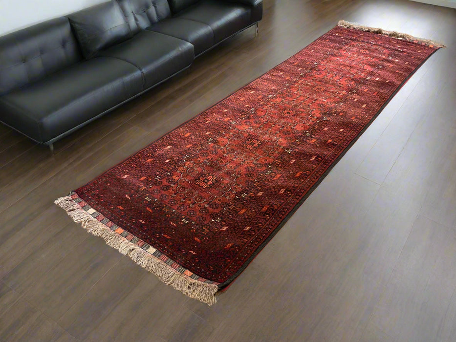 Terkaman Tribal Afghan Oriental Rug, size 3" x 9' 7"  (C)