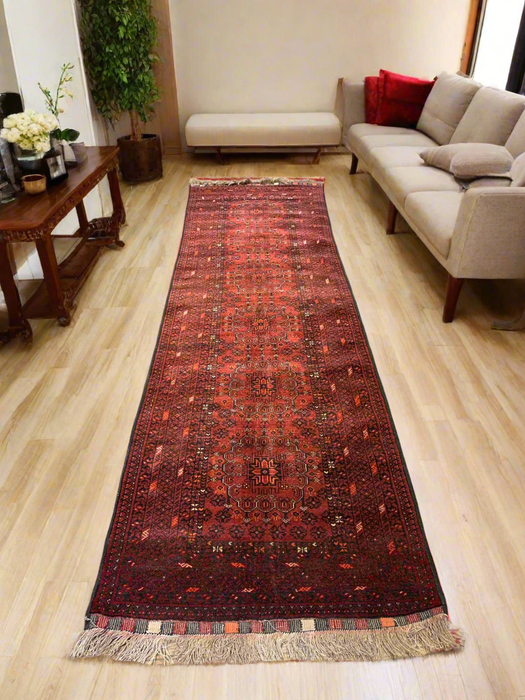 Terkaman Tribal Afghan Oriental Rug, size 3" x 9' 7"  (C)